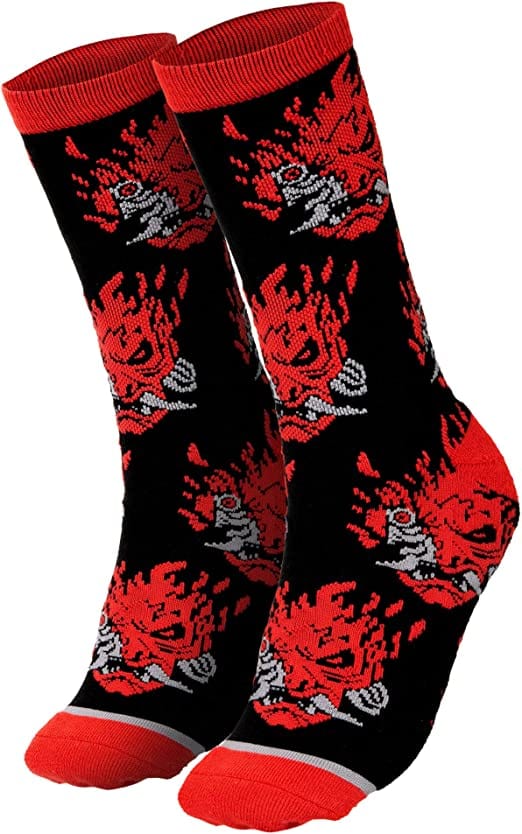 Cyberpunk 2077 Demon Scatter Embroidered Crew Socks